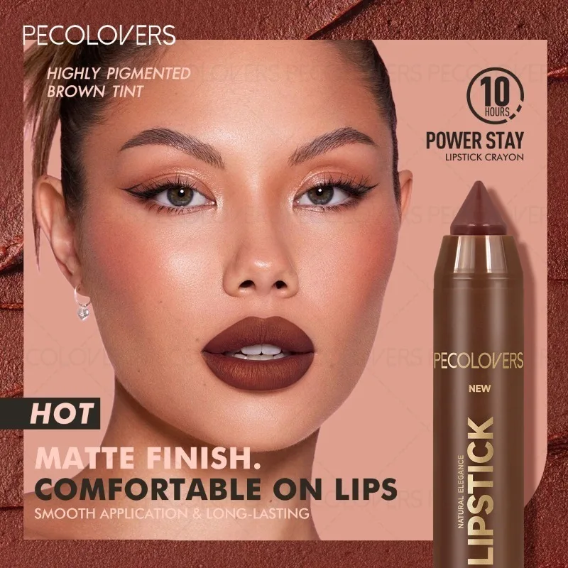 Crayon à lèvres Tube marron, sélection multicolore, rouge à lèvres mat, représente les contours des lèvres, lèvres complètes et attrayantes, cosmétiques pour les lèvres