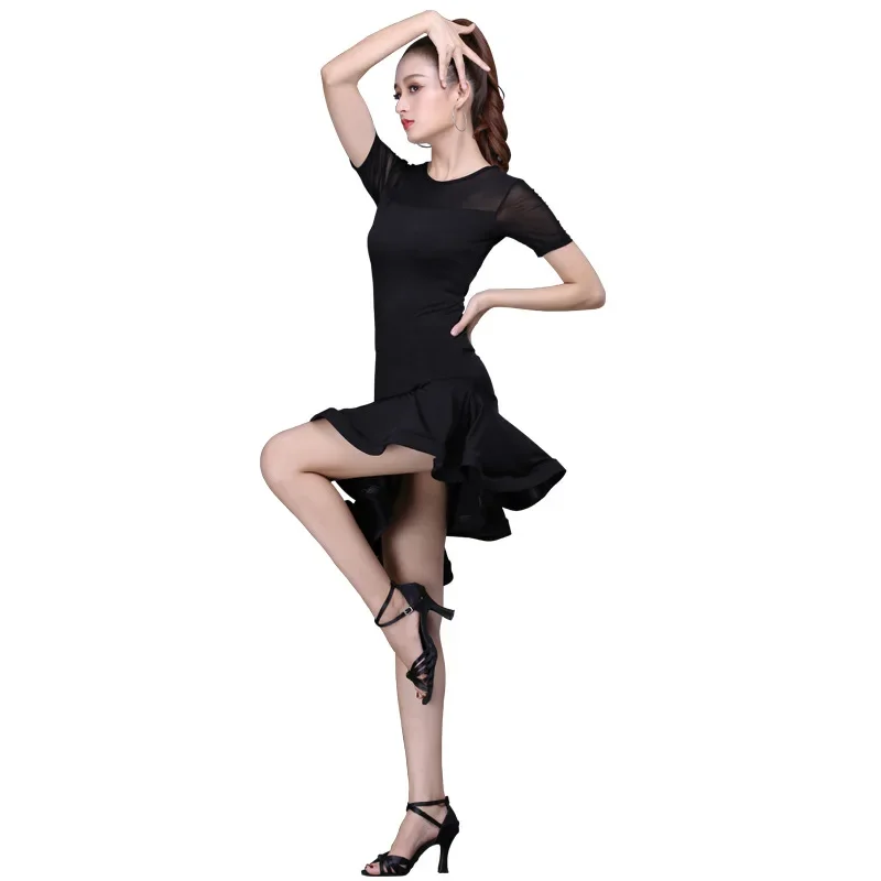 

New Latin Clothing Women's Adult Comfortable Practice Clothes 2023 Summer Short-sleeved Performance Dance Dress