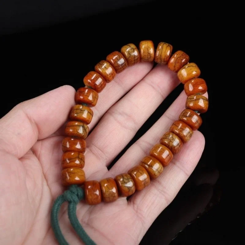 Boutique Oil Moisturizing Coated Pulp Gracked Glaze Yak Bone Buddha Beads Rosary Single Circle Bracelet Tibetan Style Ol