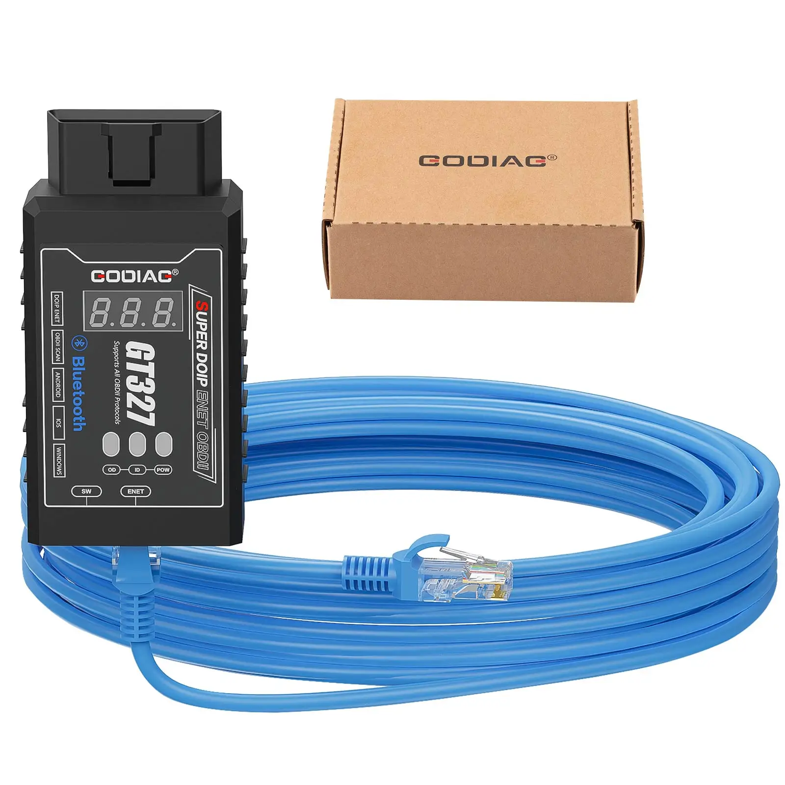 GODIAG GT327 SUPER DOIP ENET, ELM327v1.5 Bluetooth 4.0 OBD II Scanner, for iOS/Android/Windows Support Display Voltage