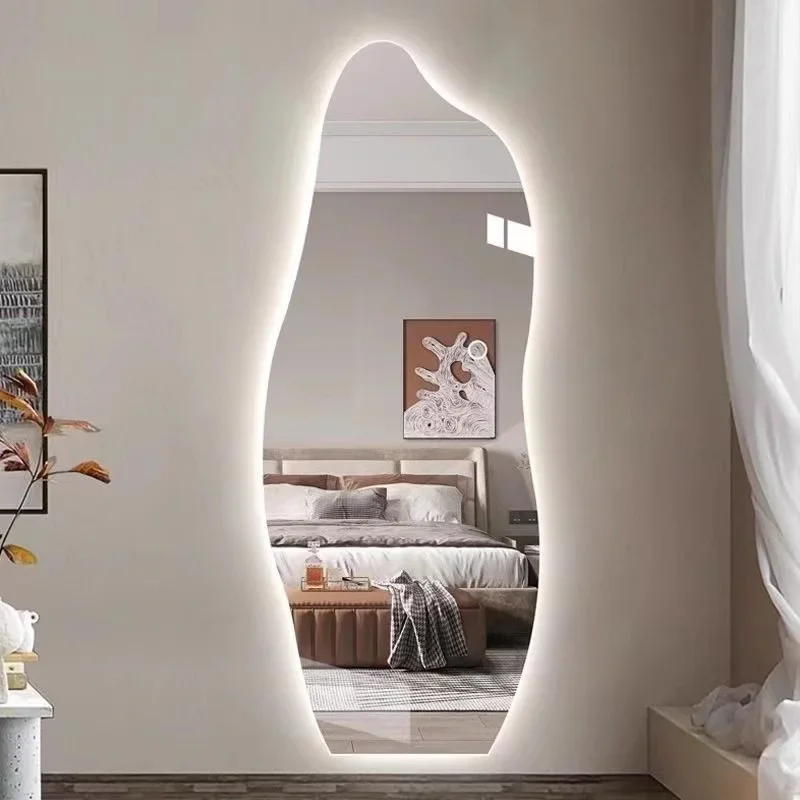 Office With Light Mirror Bathroom Irregular Full Body Bedroom Mirror Luxury Nordic Espelhos Decorativos Decorative Mirrors