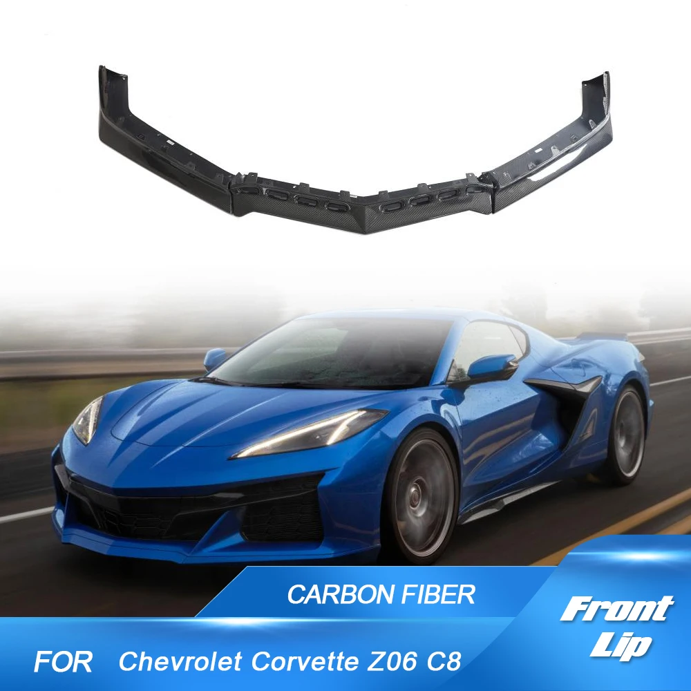 

Спойлер из настоящего углеродного волокна для Chevy C8 Corvette 2023 Z06, комплекты кузова автомобиля, передний бампер, спойлер, сплиттер, широкие кузова