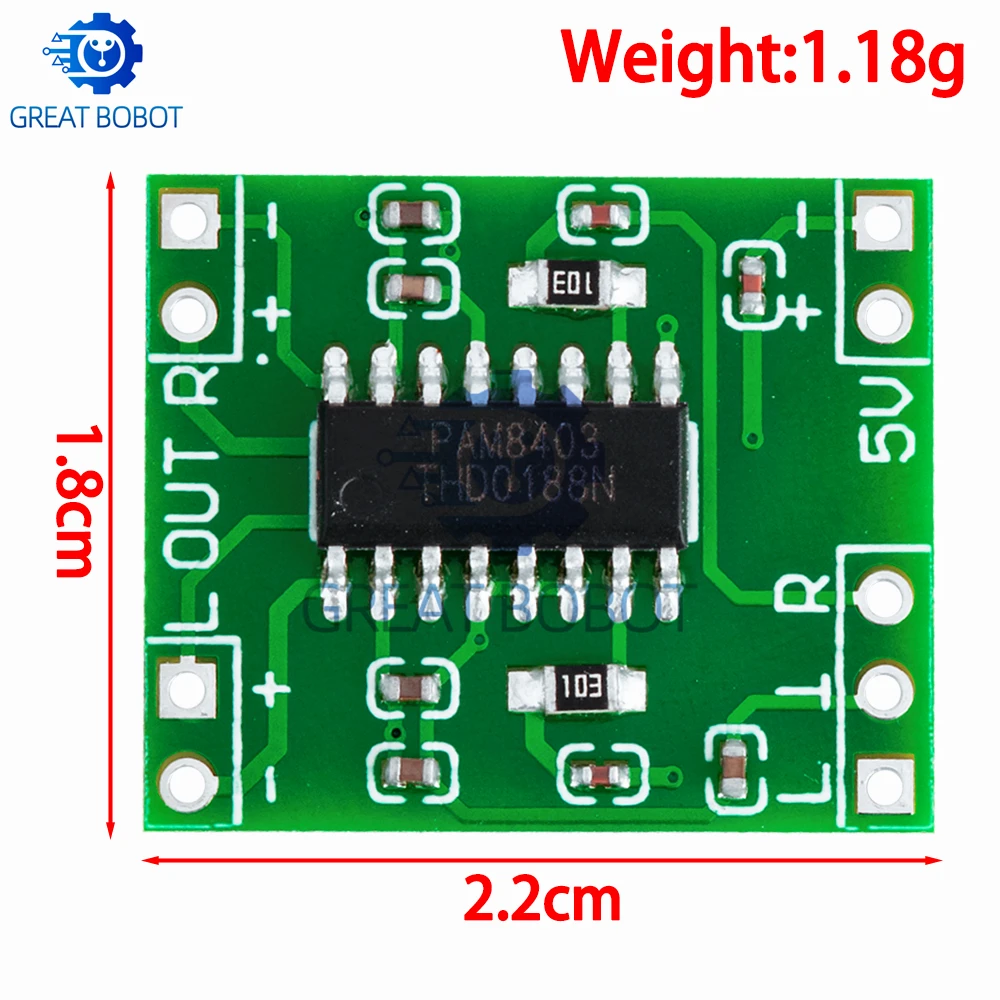 BS PAM8403 Super mini digital amplifier board 2 * 3W Class D digital amplifier board efficient 2.5 to 5V USB power supply