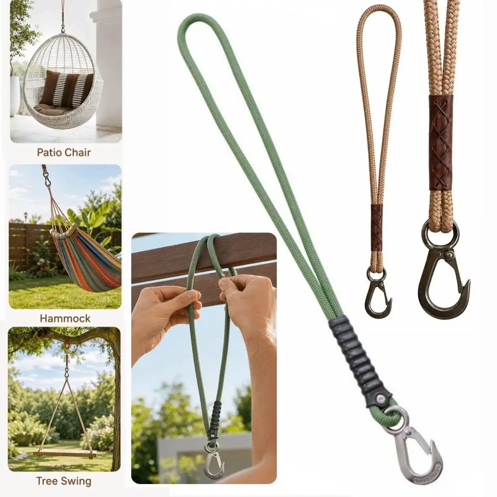 Heavy Duty Swing Suspension Rope Stainless Steel Hook 60/120cm Hammock Connection Rope Easy Installation Wear-resistant