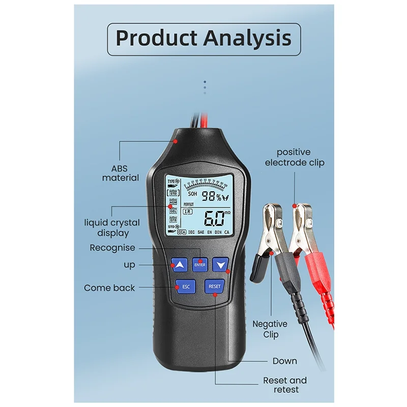 

EMECE-12V 24V Car Battery Tester Automotiva Comprobador De Baterias Monitor Diagnostic For Vehicles Tools Accessories 1Pcs