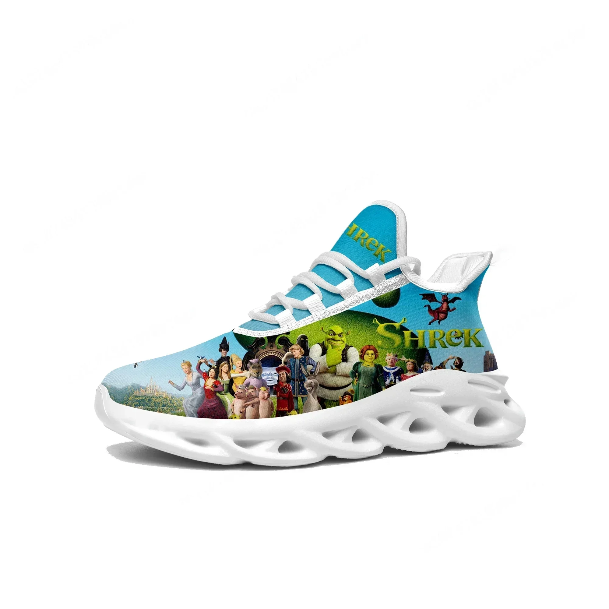 S-Shrek Flats Sneakers Men Women Sports Running Shoe High Quality Anime Comics Manga Custom Lace Up Mesh Footwear