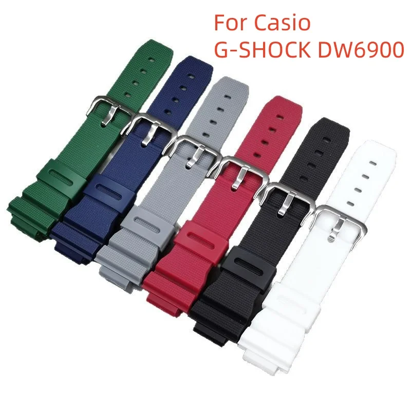 Voor Casio G-SHOCK DW6900 Wit groen blauw rood Geruite plastic horlogeband CASIO Gespecialiseerde polsband Horloge accessoires