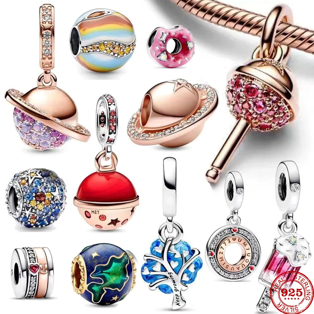 

2023 New Fashion 925 Sterling Silver lollipop doughnut Dangle Charm Bead Pandent Fit Original Pandora Bracelet DIY Women Jewelry