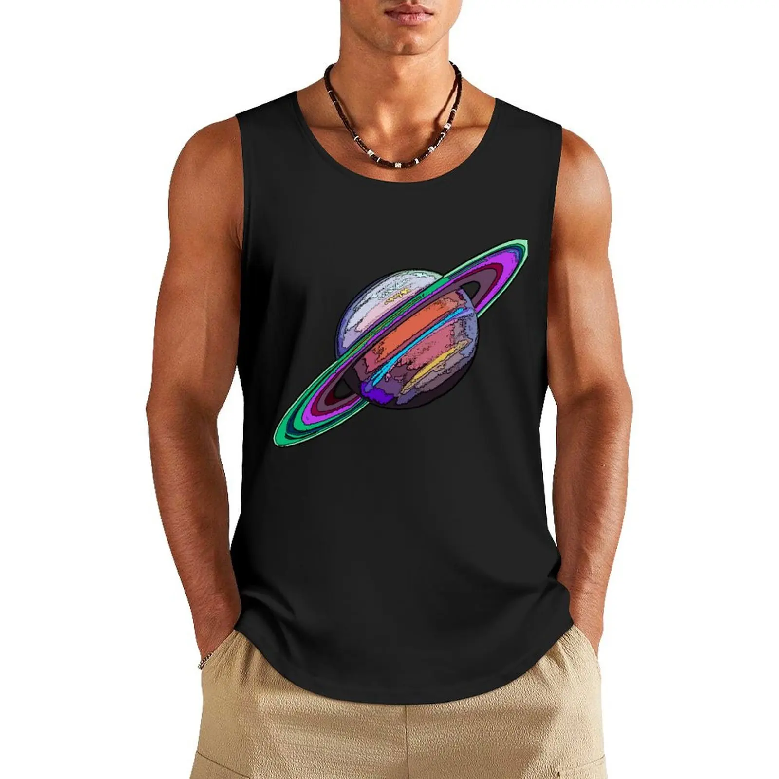 

Saturn: The Ringed Planet Tank Top Man sleeveless shirt bodybuilding men
