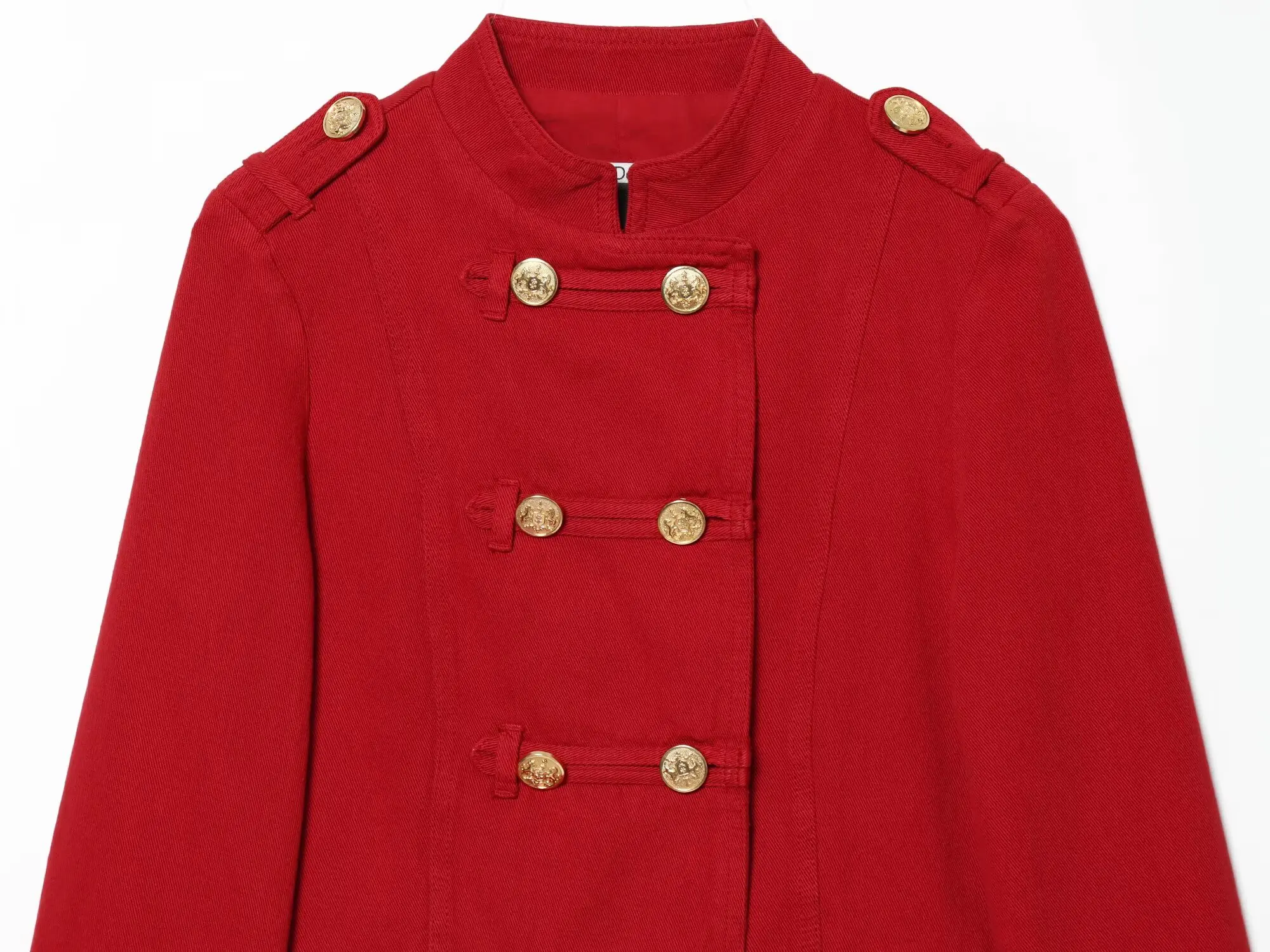 KONDALA Vintage Streetwear Einfarbige Frühlingsjacke für Damen Rot Mode 2026 Doppelreihige High-Street-Chic Kurze Damenjacke – Detail 7
