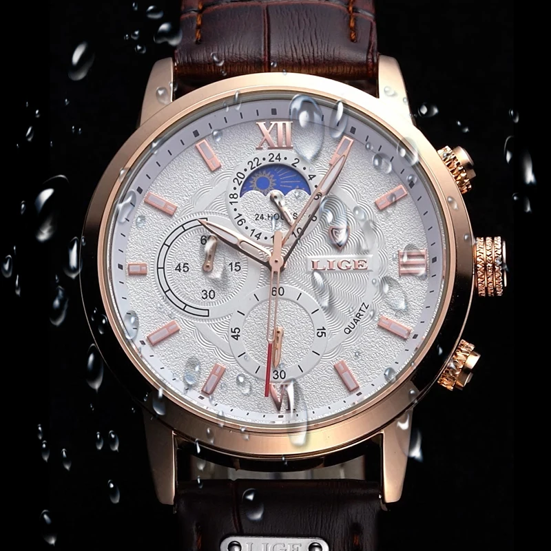 

Новые мужские часы LIGE: деловые, повседневные, модные, люксовые, водонепроницаемые, светящиеся, с хронографом, кварцевые наручные часы (Reloj)