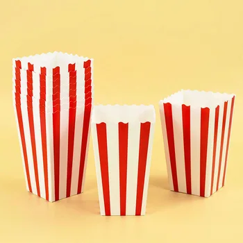 誕生日,結婚式,ベビーシャワー用品,ペーパーポップコーンコンテナ,カップ,10個用の白い赤いポップコーンハンギングボックス