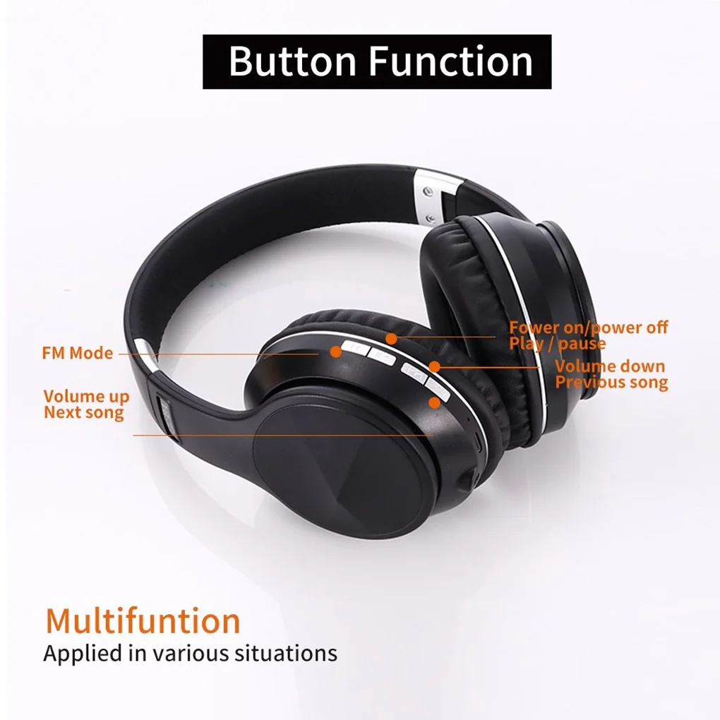 

Over-ear Wireless Bluetooth 5.0 Headphone Stereo Gaming Headset Cordless Earphone with Mic
