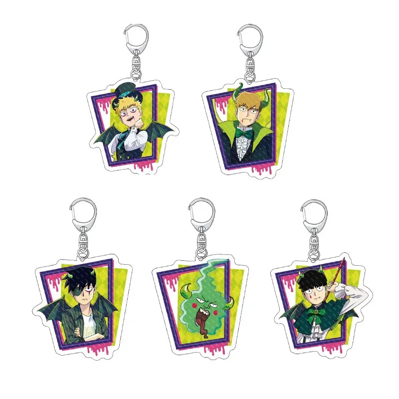 Anime Figure Kageyama Shigeo Reigen Arataka Dimple Key Ring Transparent Acrylic Keychains Model Plate Student Gifts Bag Ornament