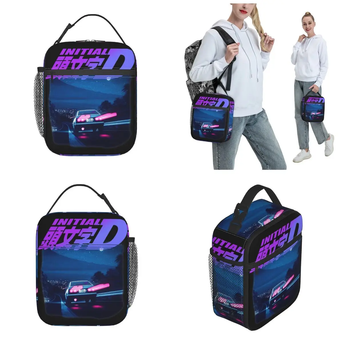 Initial D Neon AE86 Thermal Insulated Lunch Bag Travel Takumi Fujiwara Tofu Store Lunch Container Thermal Cooler Food Box