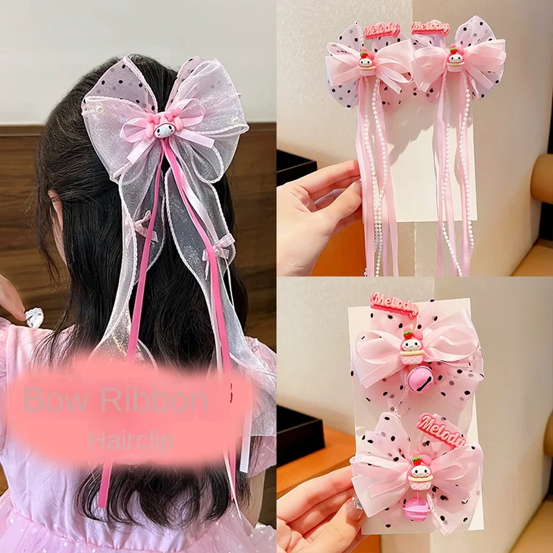 Children\'s Pink Bow Hair Clip Little Girls Hair Clip Headwear 2024 New Baby Girls Streamer Hair Accessories