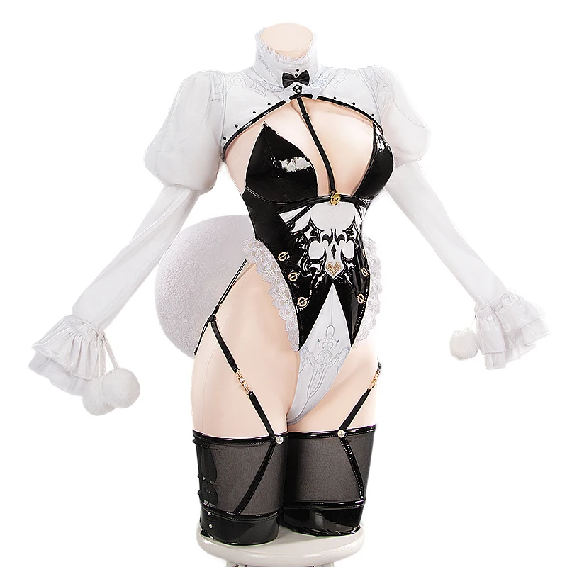 أزياء Nier Automata التأثيرية Yorha 2B بدلة الأرنب Yorha 2B أزياء النادل التأثيرية أزياء الخادمة أزياء أنيمي كوسبلاي لغسل الأطباق