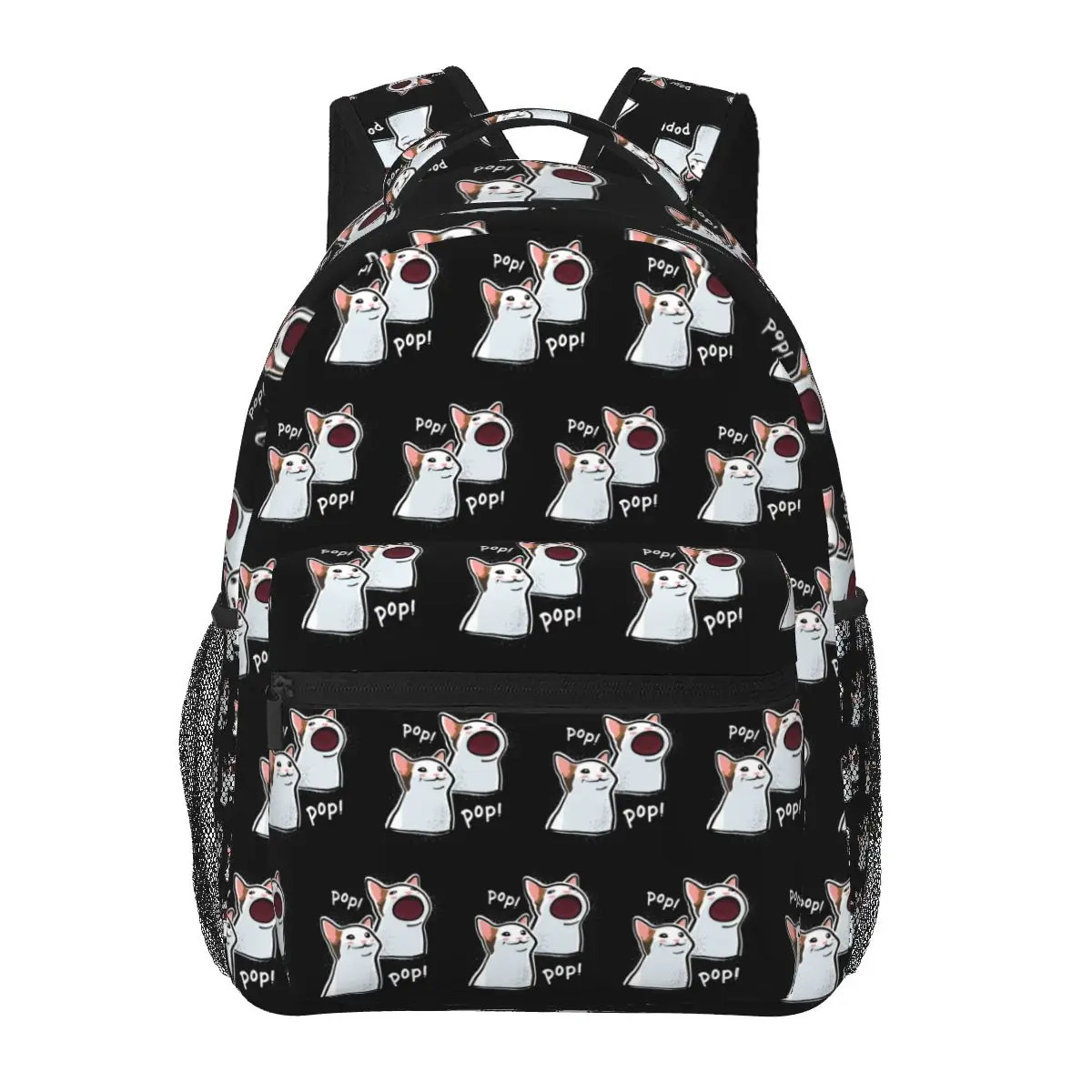 Popping Cat Meme Pop Cat PopCat Backpacks Boys Girls Bookbag Students School Bags Travel Rucksack Shoulder Bag Large Capacity