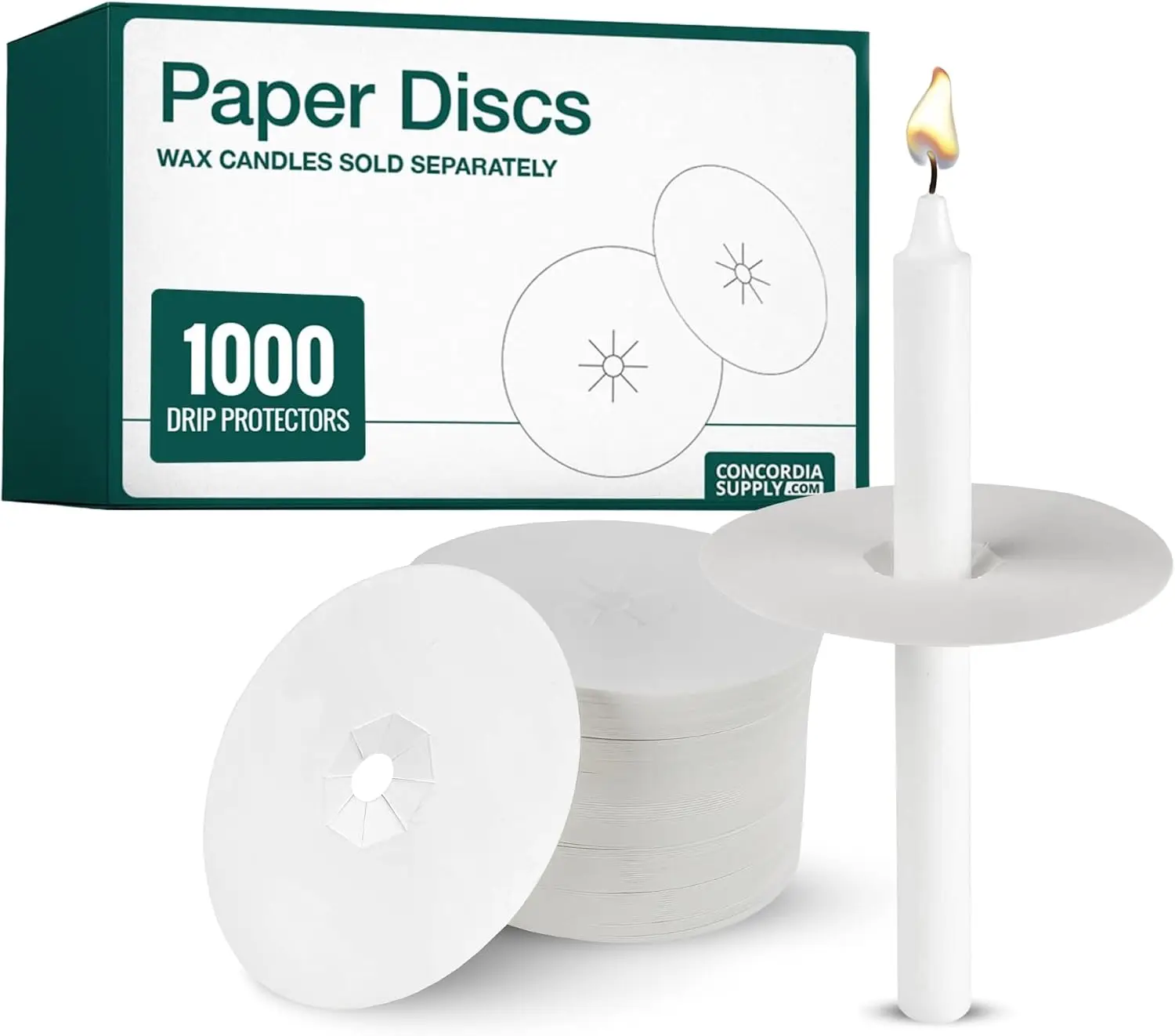 Paper Disc Drip Protectors - 3" Candle Protector Covers for Taper, Vigil & Prayer - Ideal Candlestick Holders for Candlelight Services & Memorial (Box of 1000)