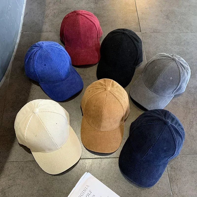 

Men Corduroy Baseball Cap Women Spring Summer Embroidery Baseball Hat Men Outdoor Adjustable Sun Hat Vacation Casquette Gorras