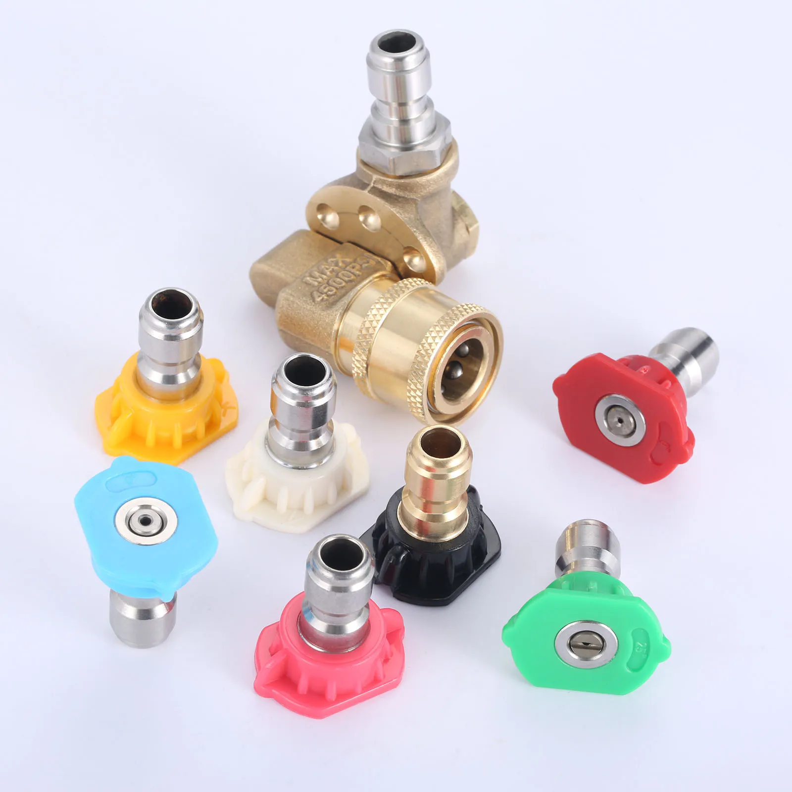 8Pcs/set Universal Power Pressure Washer Spray Nozzle Tips w/Quick Connect Pivot Adapter Coupler 180 Degrees w/5 Rotation Angles