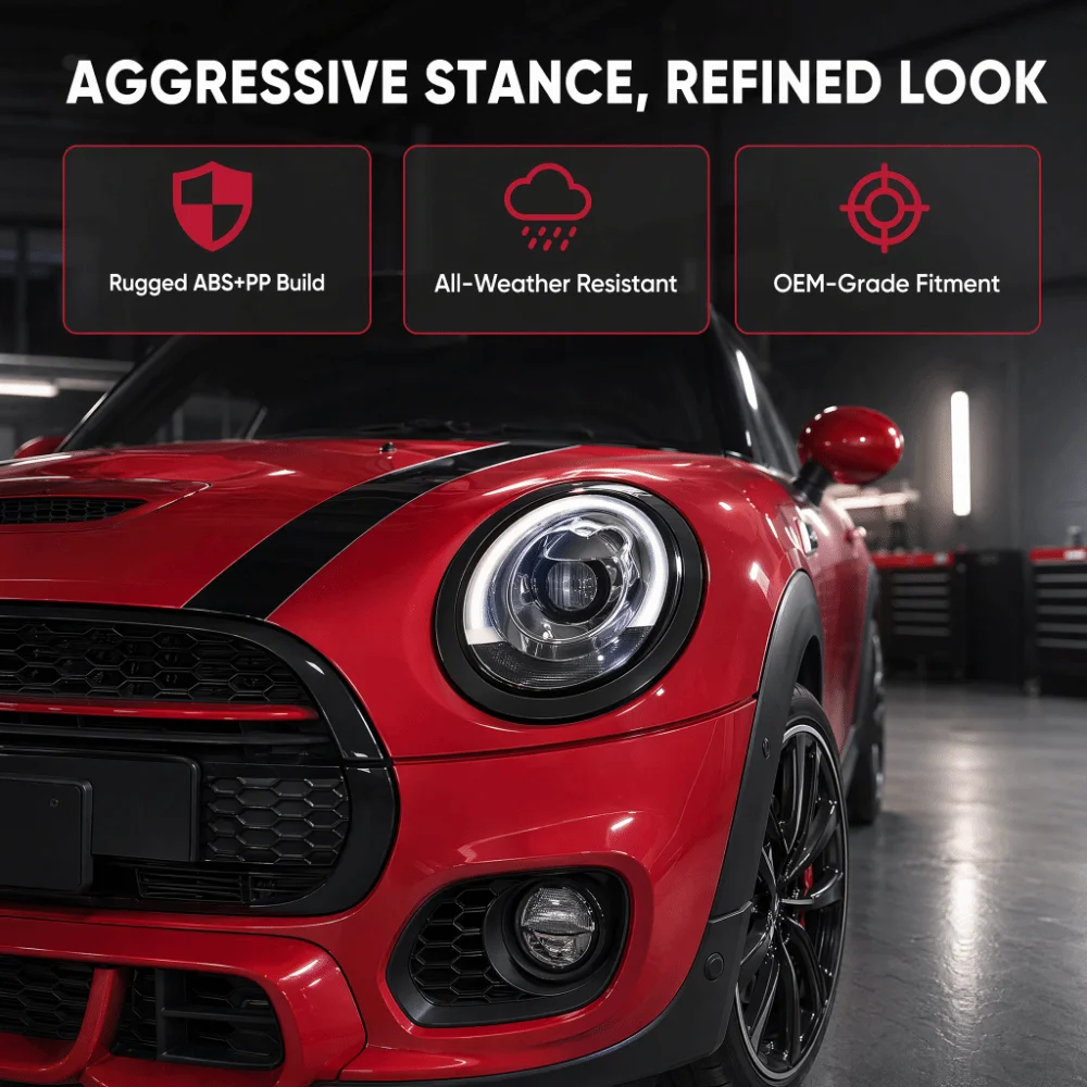4PCS Glossy Balck Front Grille Trim Strip ABS+PP Rear Taillight Decor Bezel for F55/F56/F57/One Cooper S JCW 2014+