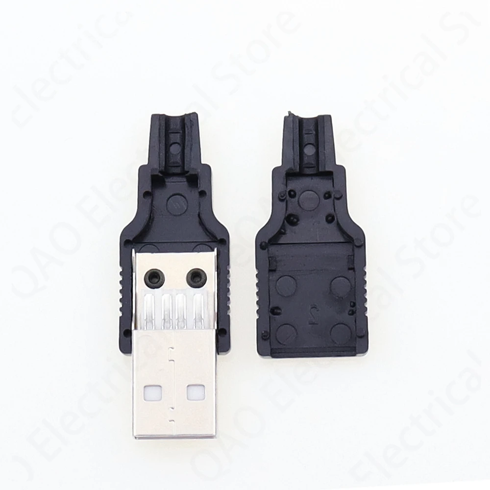 10pcs Tipo A Masculino Feminino USB 4 Pin Plug Socket Connector Com Tampa de plástico preto Tipo-A DIY Kits