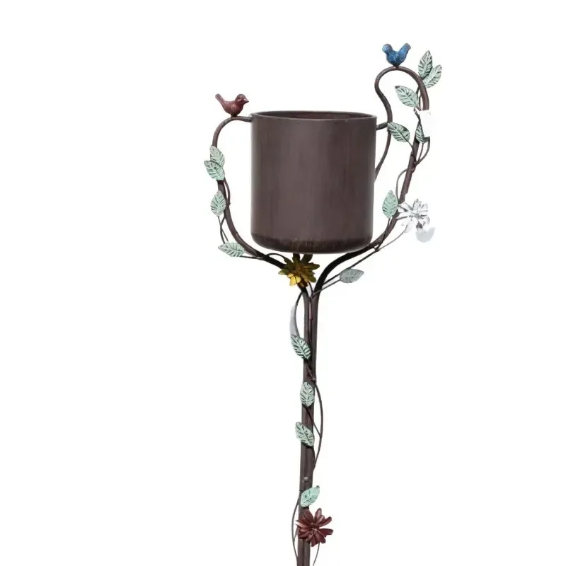 American Wrought Iron Outdoor Flower Pot Stand Creative Metal Bird Feeder Plant Holder for Courtyard Garden Park Decoration