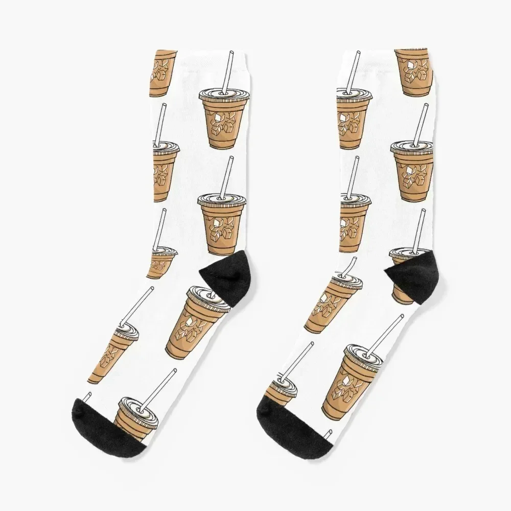 iced-coffee Socks floral Men's with print crazy Socks Ladies Men's