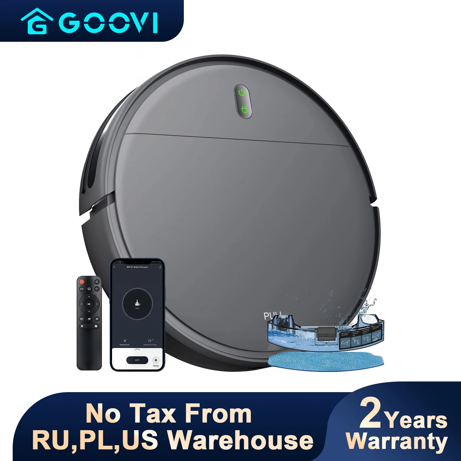 GOOVI BR151 Robot Vacuum Cleaner 6000Pa Strong Suction 2500mAh Battery 3in1 Mopping Sweeping Suction Smart Home Support Wifi