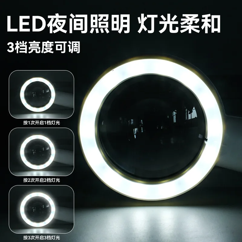 USB Rechargeable Aspherical Lens Handheld Magnifier With LED Light HD For Newspaper Reading