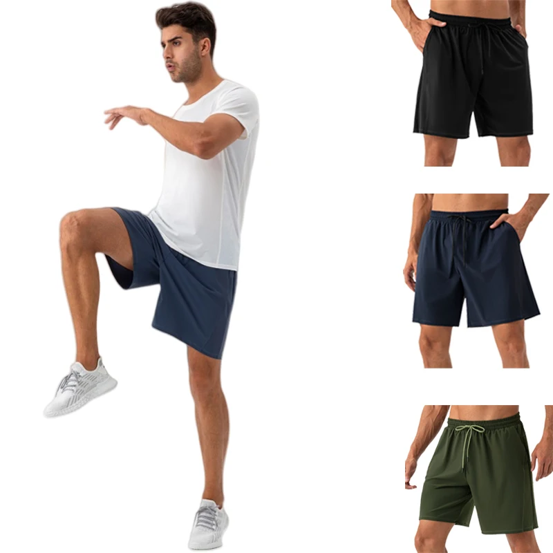 

Новые спортивные повседневные американские пятые брюки для бега, фитнеса, удобные мужские шорты, однослойные тканые быстросохнущие однотонные шорты