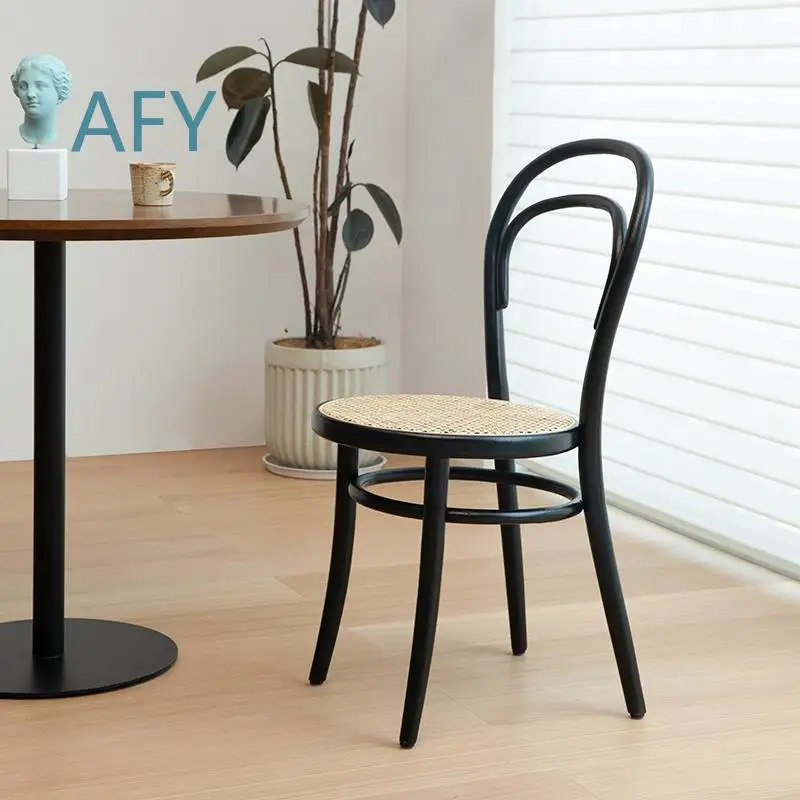 Vintage Wicker Dining Chair for Solid Wood Scandinavian Style Retro Accent Seat for Mid Century Modern Home Decor for