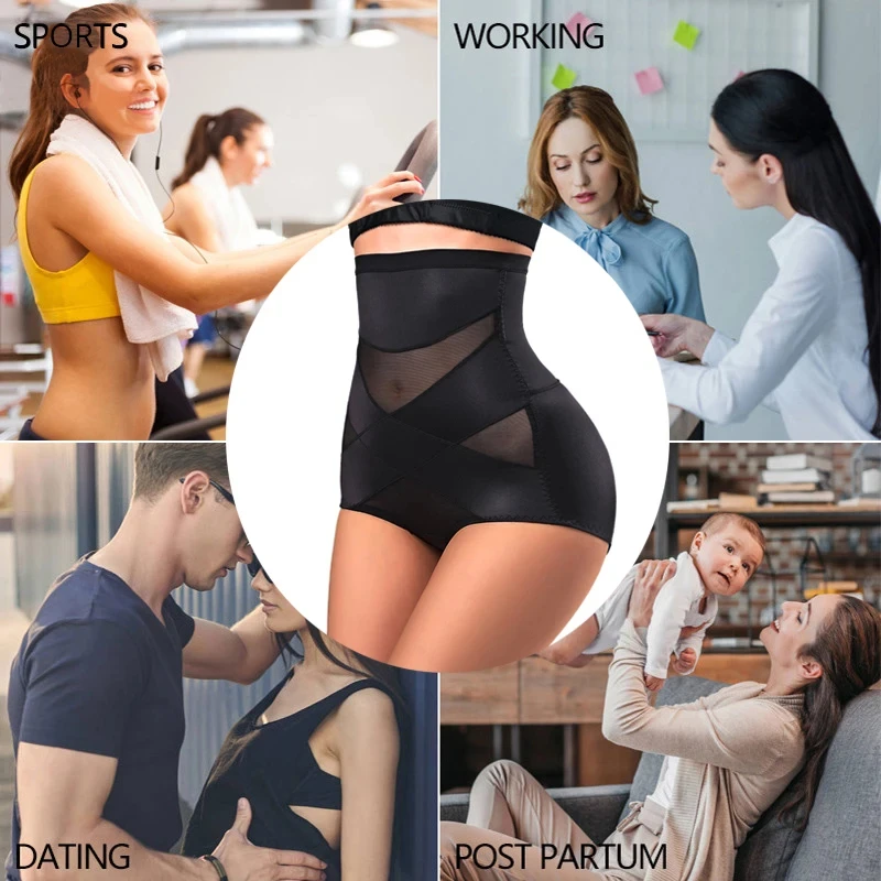 Women Cross Body Shaper High Waist Panties Tummy Control Shapewear Panty Female Butt Lifter Briefs Breathable Slimming Underwear
