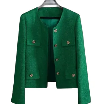 Frühling Herbst frauen Blazer 2024New Elegante Dünne Abgeschnitten Streetwear Grünen Anzug Mantel Mode Damen Jacken Outwear Weibliche Tops