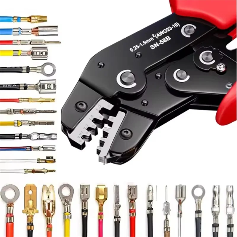 Ratcheting Wire Crimping Pliers SN-58B Terminal Crimper Tool Kit for Dupont JST Molex Connector DIY Cable Assembly