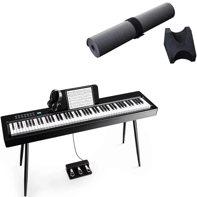 

LIV-B01 Digital Piano Real Sampling 88 Key Fully Weighted Keyboard, Guitar Work Mat Kit Neck Rest Support Set