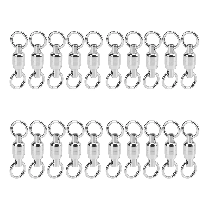 20 PCS Fishing Rolling Swivel Connector,Stainless Steel Bearing Swivel 8‑Shaped Ring Connector Fishing Accessories