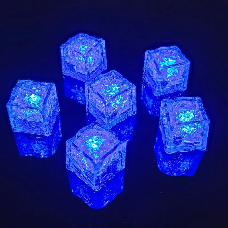 12PCS/Set Waterproof Led Ice Cube Multi Color Flashing Glow in The Dark Light Up for Bar Club Drinking Party Wine Decoration