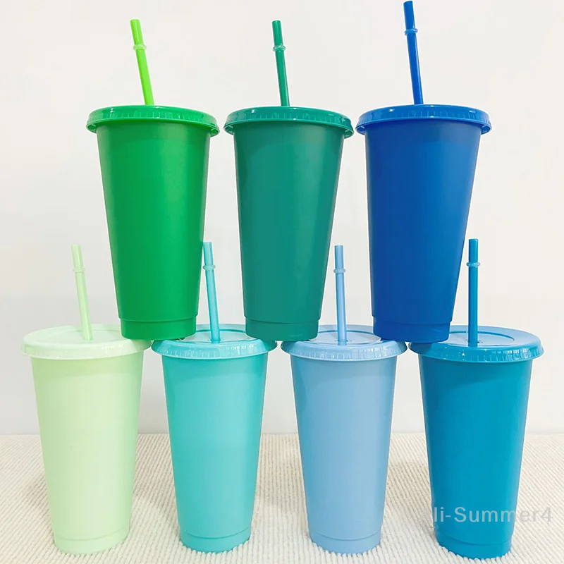 أدوات الشرب القابلة لإعادة الاستخدام مع القش، غطاء مسحوق فلاش زجاجة ماء أكواب بلاستيكية كوب شرب من القش كوب للمشروبات الباردة #3