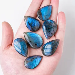 Natural Blue Labradorite Quartz Polished Gemstone Water Drop Ore Moonstone Crystal Palm Stone Home Decoration Healing Gifts
