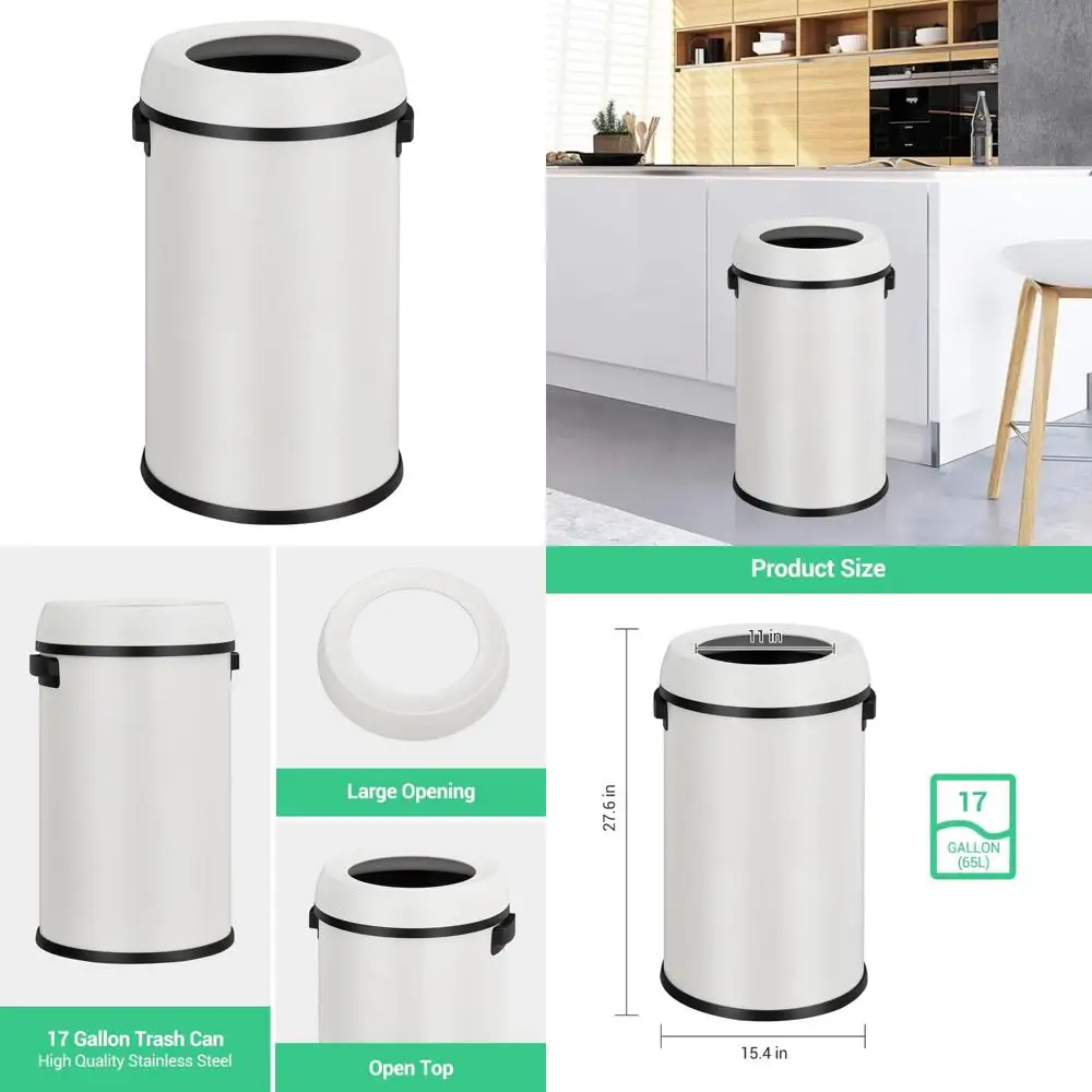 

Heavy-Duty 17 Gallon Stainless Steel Commercial Trash Can with Fingerprint-Resistant Finish