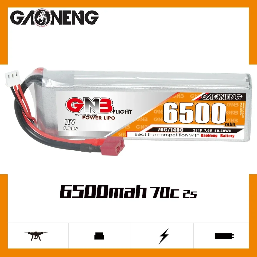 GAONENG GNB 6500mAh HV 2S 70C 140C 7.6V DEANS LiPo Battery Touring Toys Drift Racing RC Toys Boat Evader Toys Slash