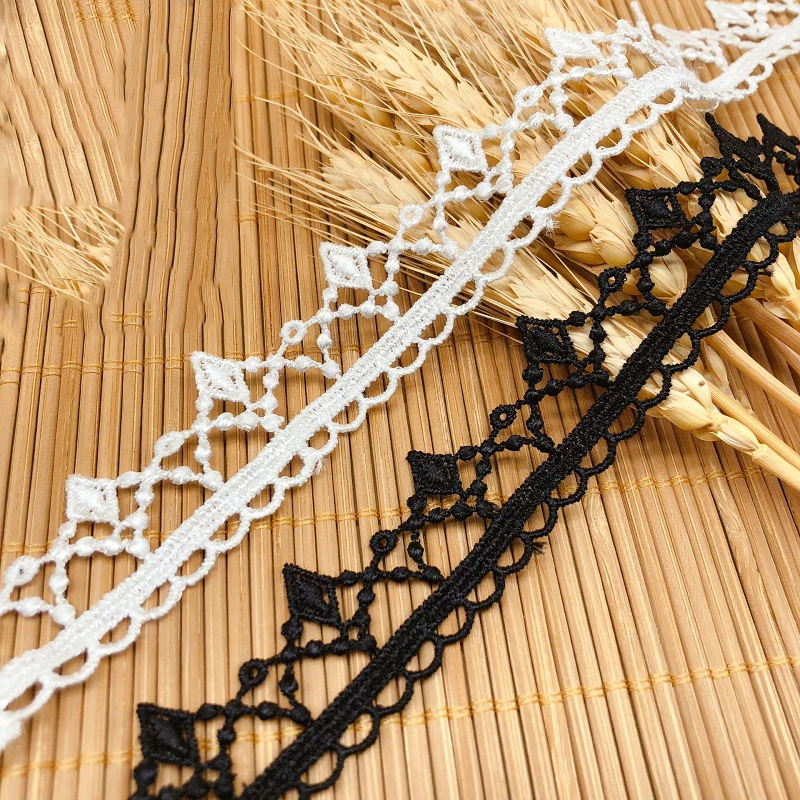 

60 ярдов гипюровая кружевная лента, белая, черная отделка, 2,5 см, кружевная ткань с вышивкой, аппликация, платье, сделай сам, шитье, dentelle encajes