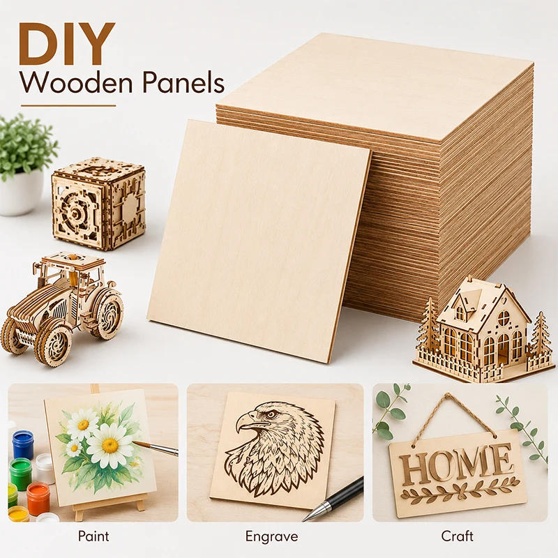 15pcs Basswood Sheets 2.5mm Thick, 30x30cm Board for Wood DIY Home Decor, Square Blank Wooden Plywood Panels for Engraving