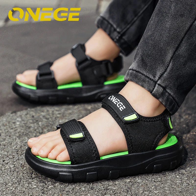 K2622 a Pair of Summer Simple Children's Non-Slip Beach Shoes, Comfortable, Fashionable, Sporty, Breathable Shoes, Outdoor Lightweight New Style Boys' Soft-Soled Versatile Sandals