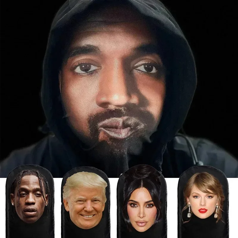 3d impresso kanye kardashian máscara de malha elástica decoração de halloween máscara engraçada unisex cosplay headwear rosto cheio moda chapéu chapelaria