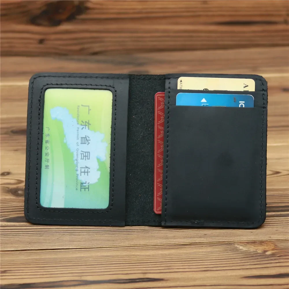 Tarjetero de cuero artesanal, billetera pequeña Vintage para tarjetas de crédito y licencia de conducir, regalo de Estilo Vintage para hombres