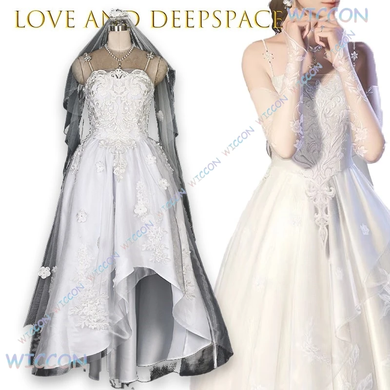 Zayne Snowcrossing Stickerei Hochzeit Ballkleid Liebe und Deepspace Twilight Promise Cosplay Kostüm Brautschleier Elegante Spitze