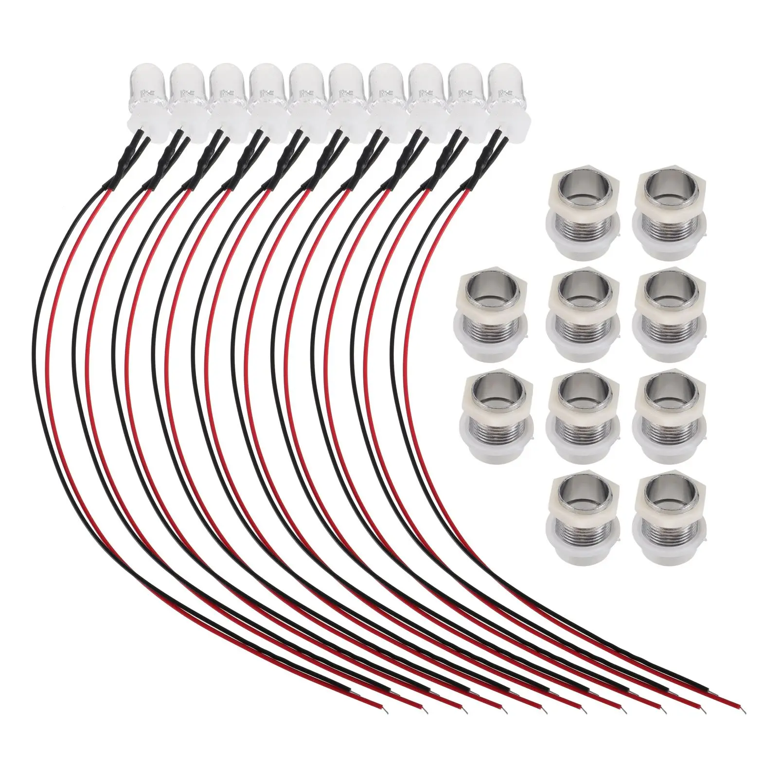 10 Pcs LED Lamp Bead Pre-wired Bulbs Metal Base Emitting Diode Mini 6V-12V Light